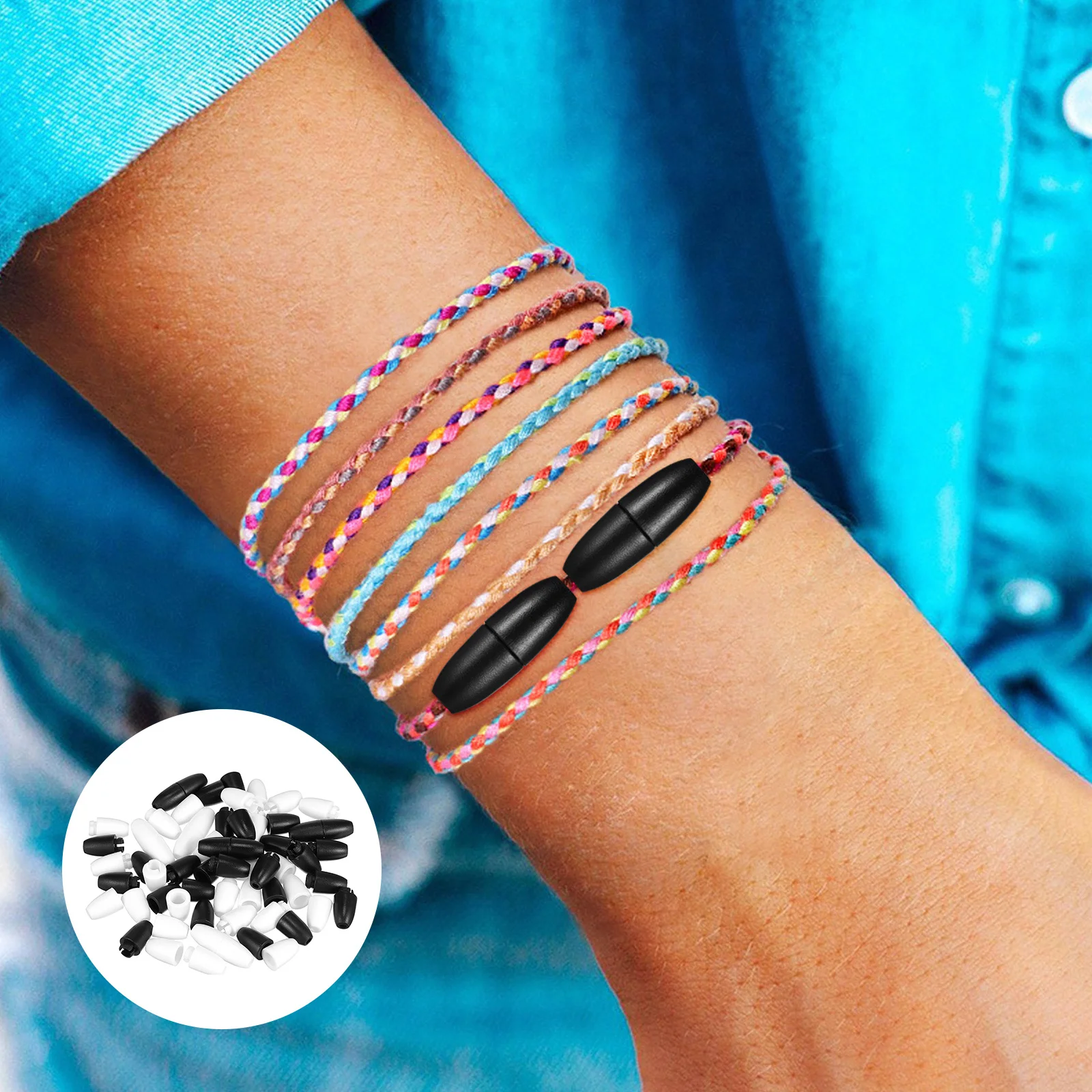 

80Pcs Breakaway Lanyard Safety Clasps Plastic Barrel Connector Black White for Jewelry Making Necklace Bracelet Closure