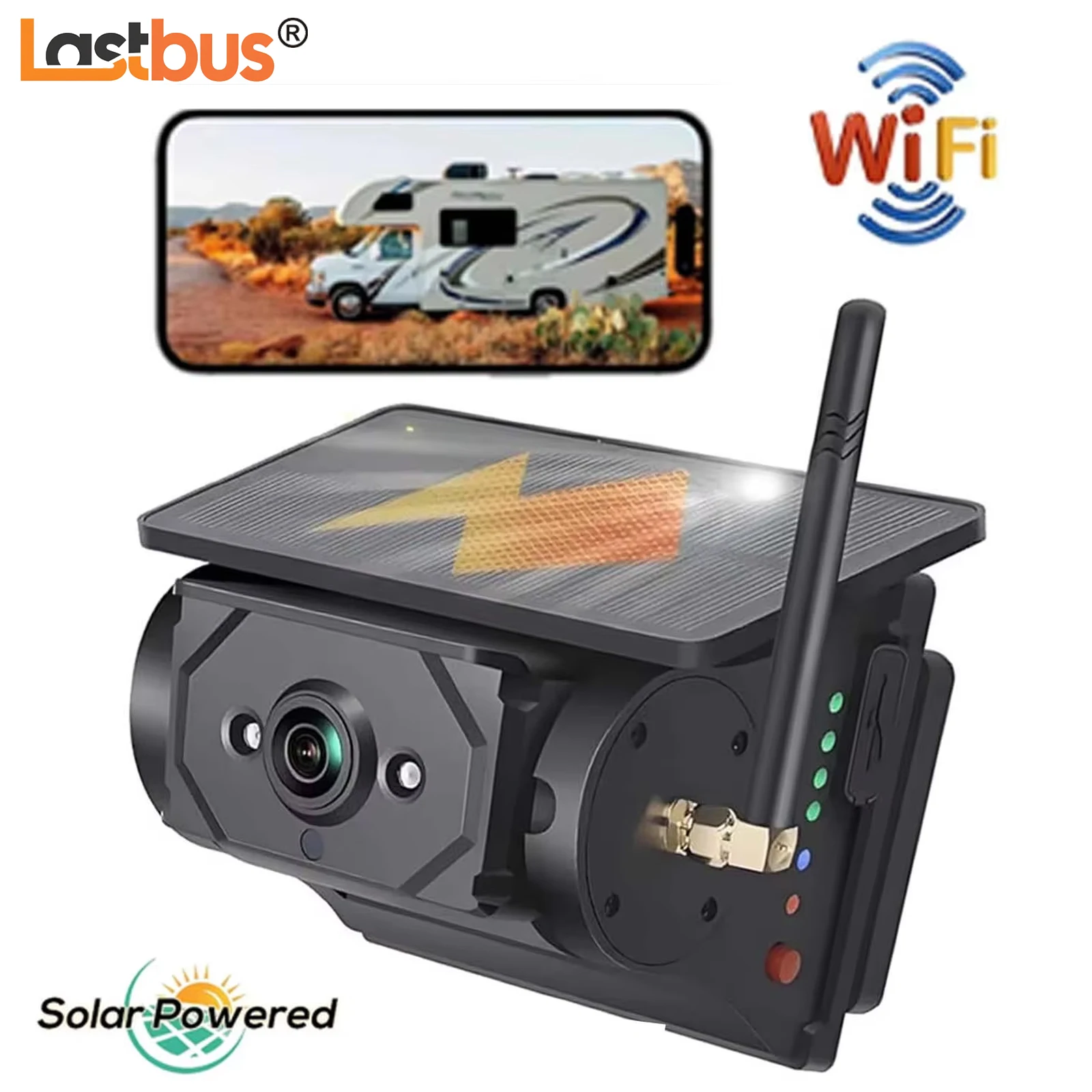 

Lastbus Wireless WiFi Backup Camera FHD 1080P Night Vision With Solar Panel Rechargeable Battery Powered For Caravan Rvs Van