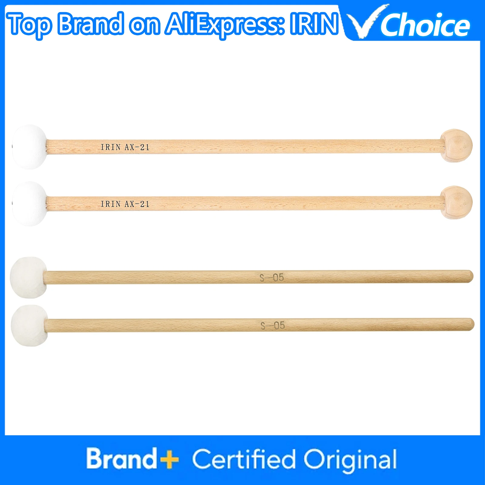 

IRIN фетровые барабанные палочки, молотки для литавры, 1 пара, фетровая головка, деревянная ручка, противоскользящие барабанные палочки, детали ударных инструментов, аксессуары