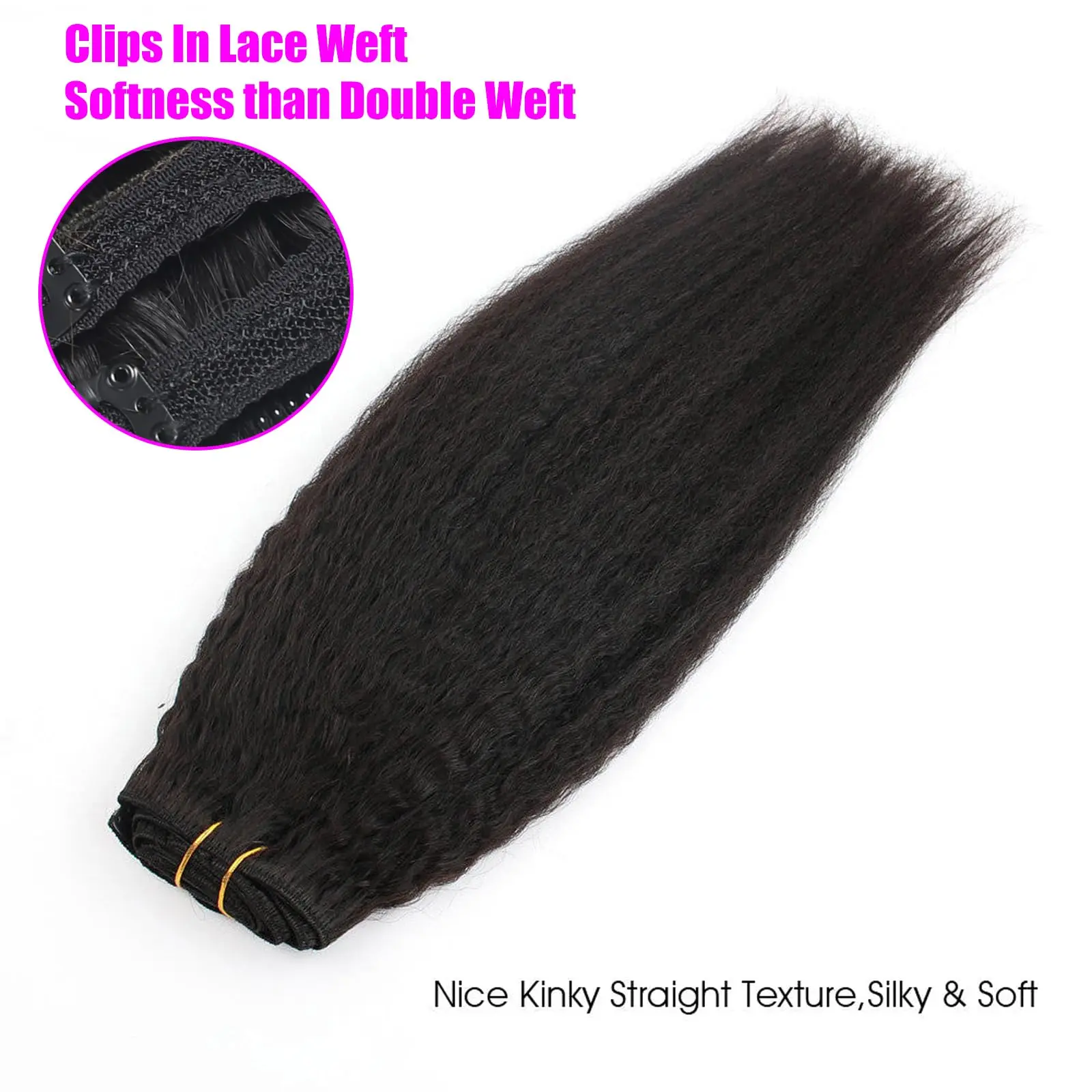 مشبك مستقيم غريب مقاس 16 بوصة لون أسود طبيعي # 1B كليب حقيقي 100% شعر بشري ياكي مستقيم ملحقات للنساء السود #6