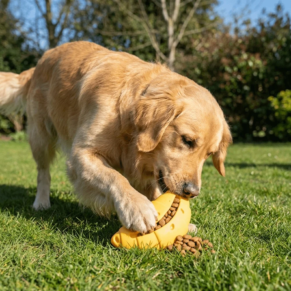 Bull Horn Bun Shape Dog Food Leakage Toy Silicone Bite-Resistant Dog Slow Food Toy Stimulation Dog Treat Dispenser Puzzle Toy
