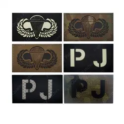 PJ Airborne Paratrooper Reflective IR Tactical Patch Parachutist Tactical Badge Hook & Loop Applique for Jacket Backpack