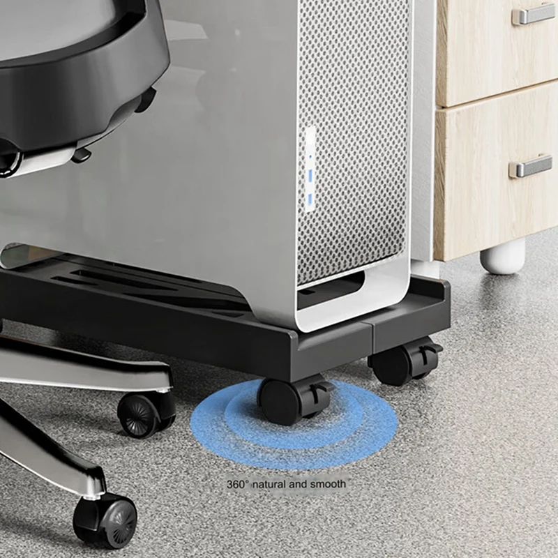 A74E-Adjustable Mobile CPU Stand, Ventilated Computer Tower Stand PC Tower Stand With 4 Caster Wheels, Under Desk Holder