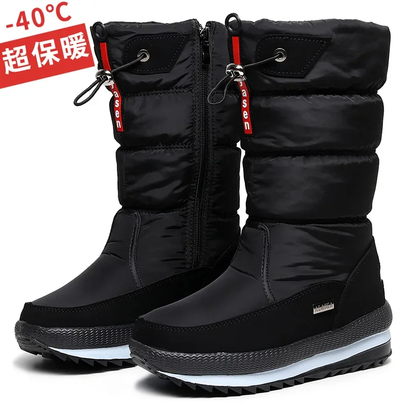 2024Winter Women's Boots Fashion Mid Calf Snow Boot Thick Plush Warm Cotton Boots for Women Waterproof Platform Boot Botas Mujer