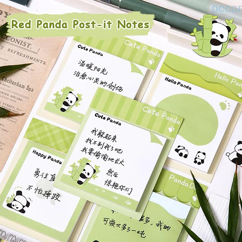 30Pcs Cartoon Cute Panda-Themed Self-adhesive Sticky Note Creative Fashion Trend Note Paper School Supplies Stationery Gifts