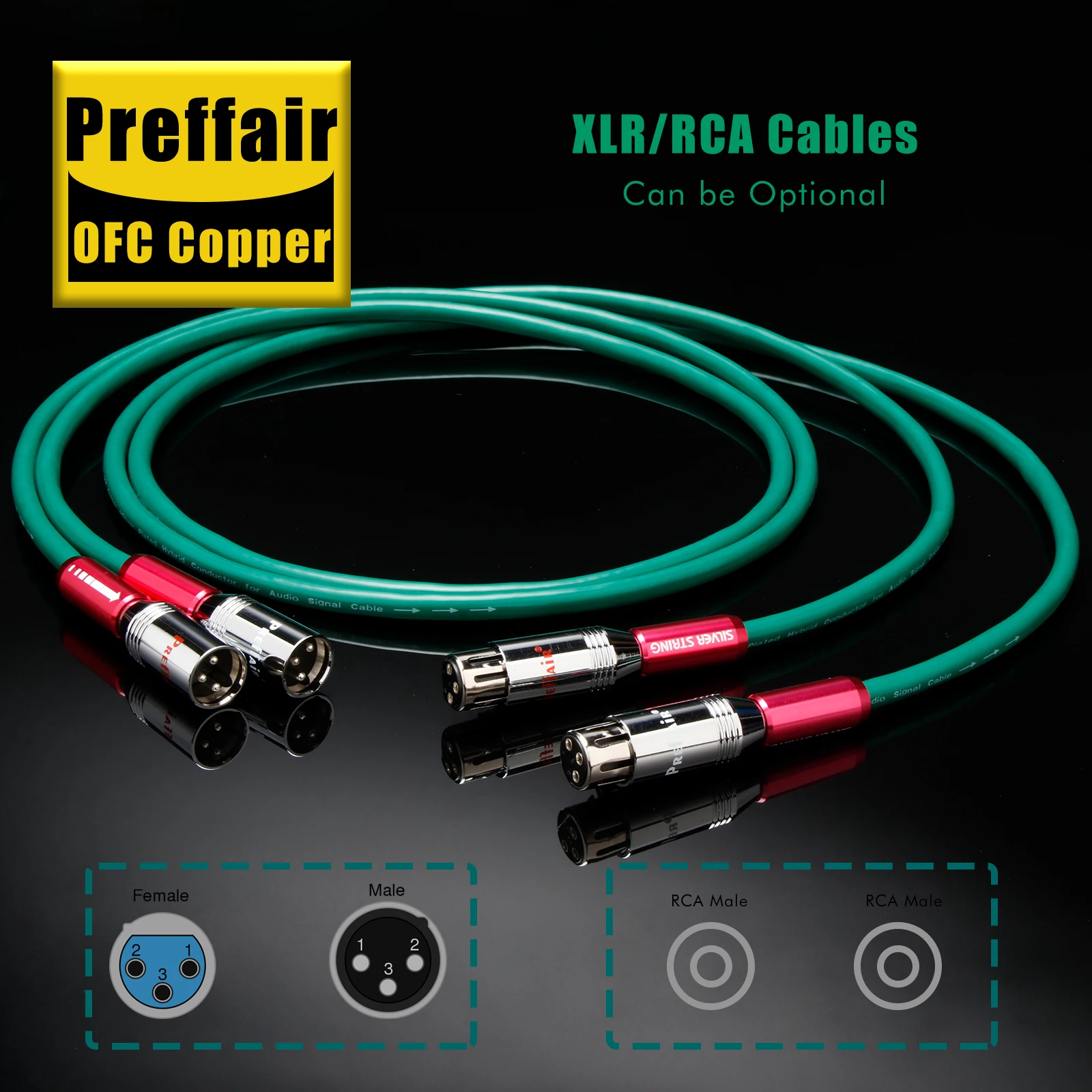 

Аудиокабель Preffair HiFi X403 OFC из посеребренной меди, балансный, для подключения, XLR (папа-мама)