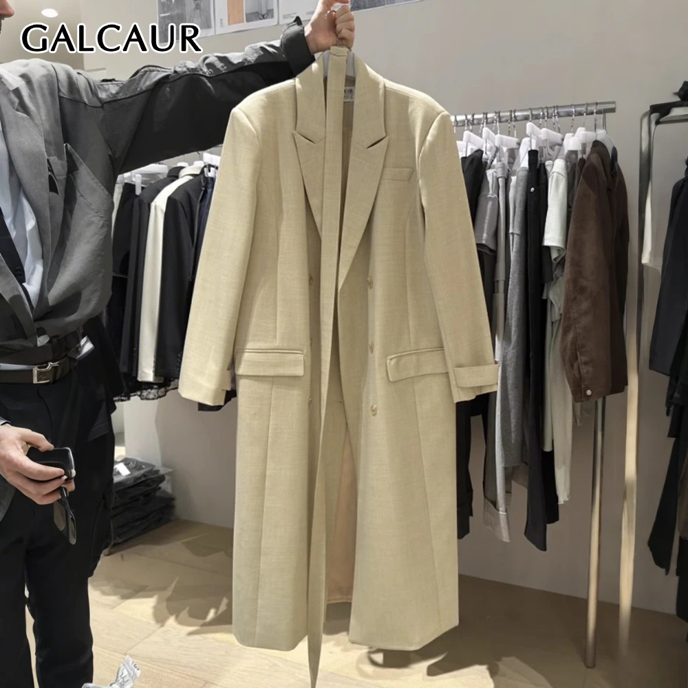

GALCAUR Solid Spliced Lace Up Korean Trench Female Lapel Long Sleeve Loose Temperament Women's Trenchs Autumn Style Fashion New