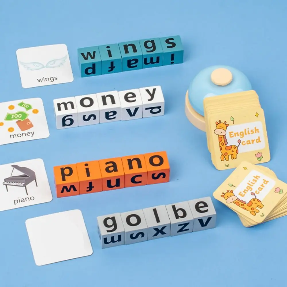 Flashcards Alfabet Spelling Spel Baby Leerkaarten Houten Letter Spelling Blokken Woord Spelling Spel Geletterdheid Flashcards