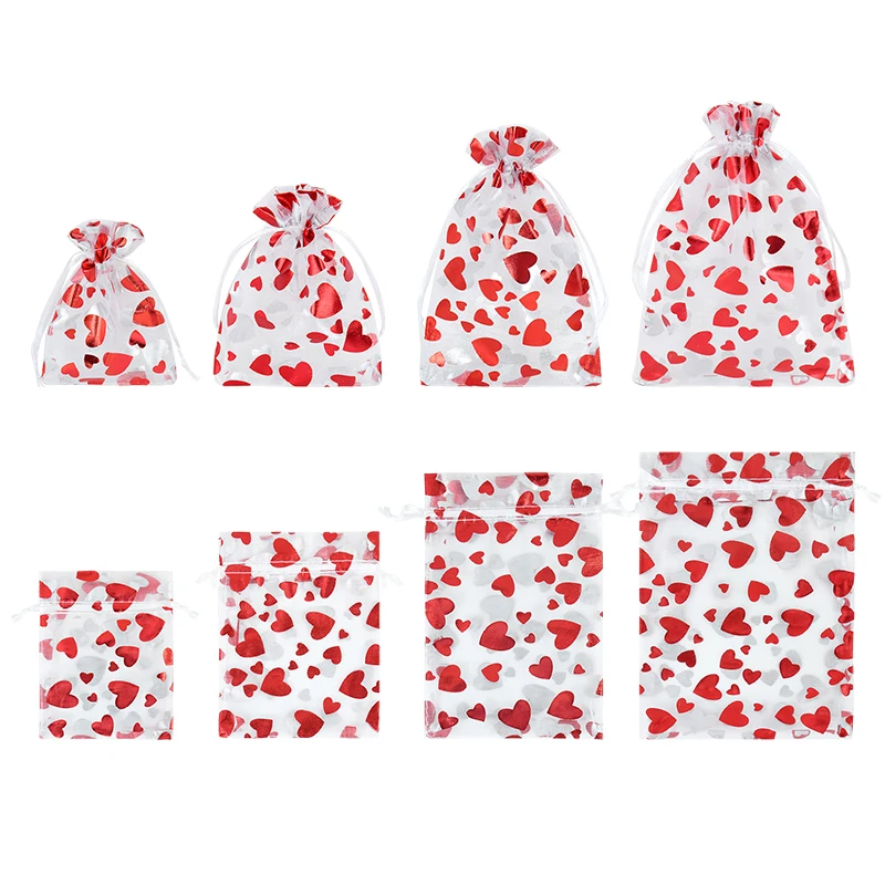 20pcs Love Eugen Yarn Gifts Packaging Decoration Printed Drawstring Bag Wedding Party Valentine's Day Cookie Candy Chocolate Bag