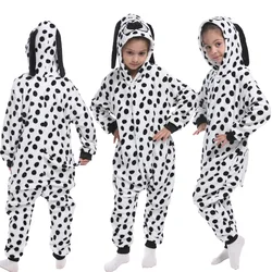 80-150cm dzieci zimowe dalmatyńczyki piżama dzieci Panda dinozaur kombinezon jednorożec Kigurumi kombinezon dla chłopców kostium halloweenowy dla dziewczynki