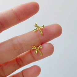 Small Cute 18K Gold Plated Knot Stud Earrings for Women Minimalist Statement Jewelry Tarnish Free