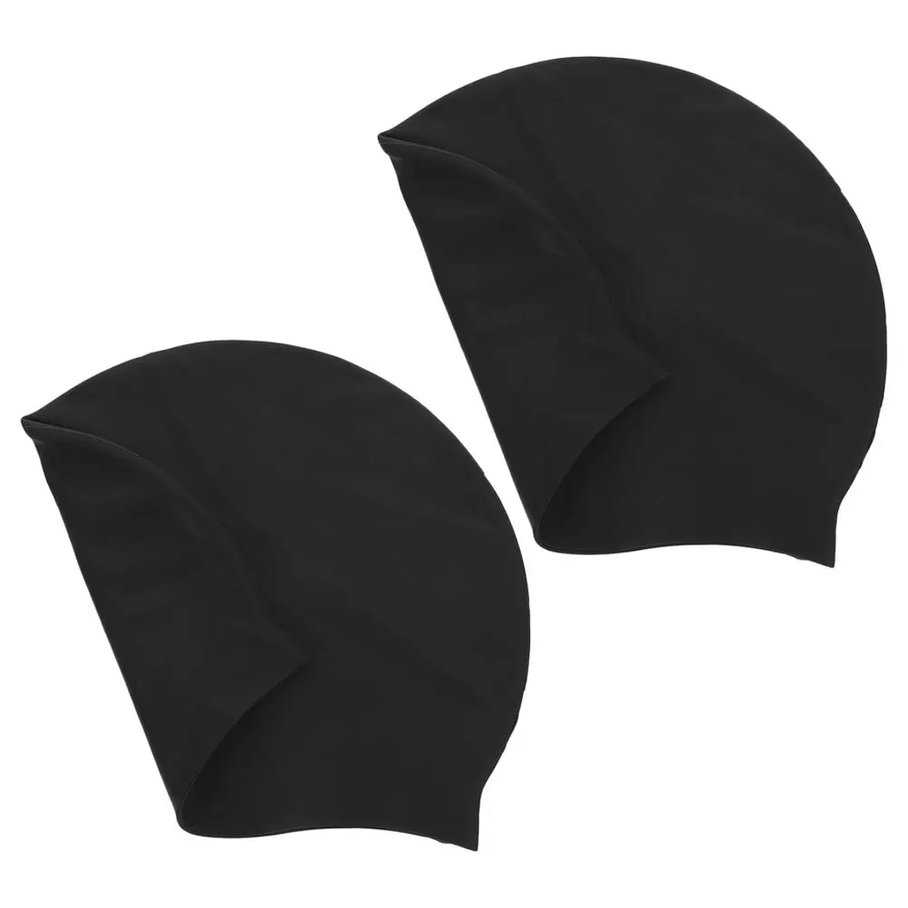 2 قطعة قبعة السباحة سيليكون مقاوم للماء قبعة السباحة الملونة الكبيرة للبالغين طويلة سميكة الشعر قبعات السباحة سيليكون قبعة السباحة النساء