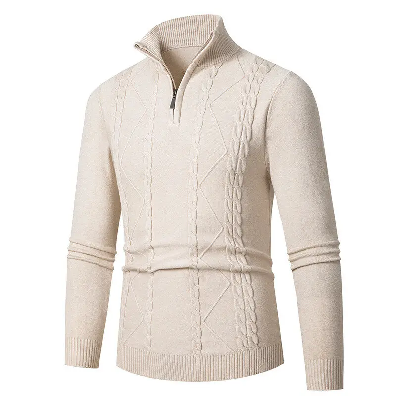 

Повседневный вязаный свитер, мужской базовый слой, теплый топ на молнии, молодежный витали Sle, прямая трубка, смесь полиэстера, ткань