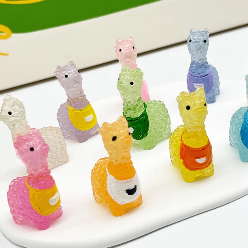 Cute Cartoon Luminous Alpaca Micro Landscape Ornament Creative Miniature Statue DIY Home Decoration Desktop Small Ornament image 4