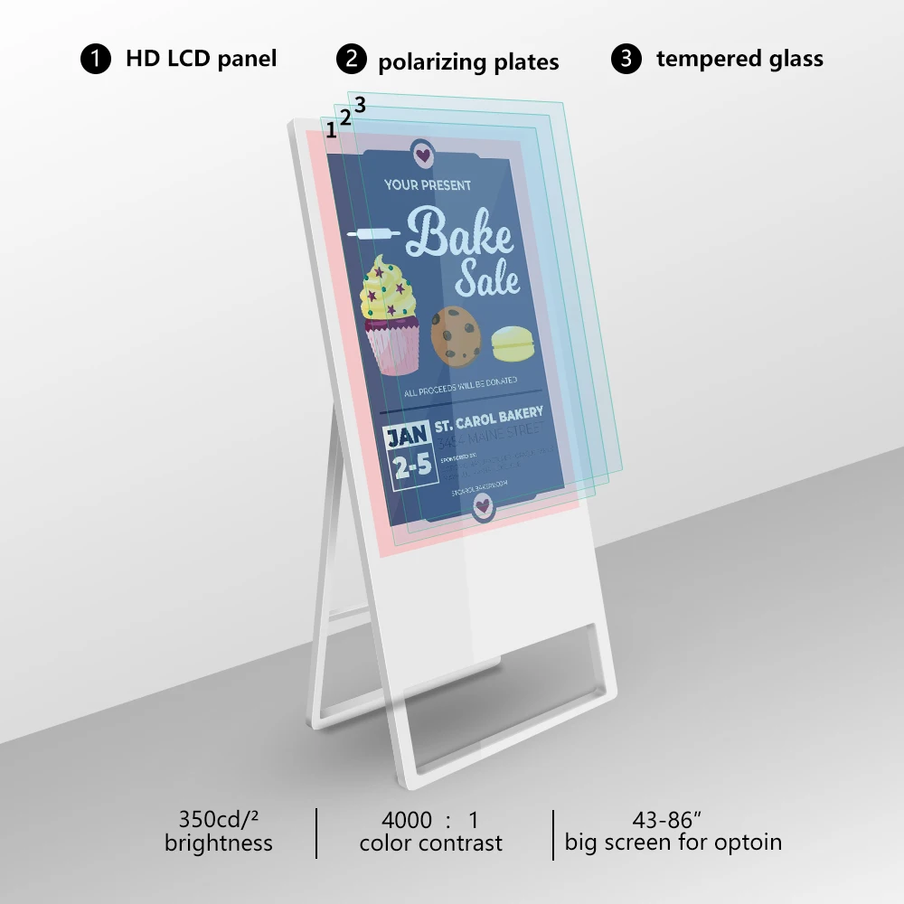 Digital Interactive Display Large Format Advertising Screen Customized 55 Inch Screen Signage Display LCD Poster Screen