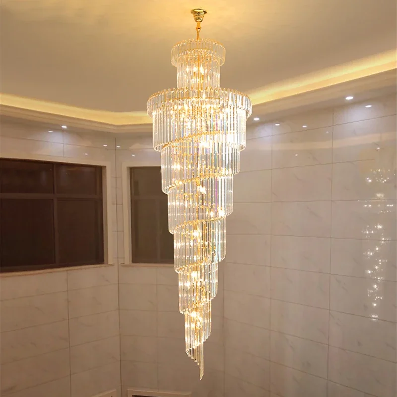 

Luxury Modern Crystal Chandelier for Staircase Gold Home Decoration Loft Chandeliers Lighting Fixtures