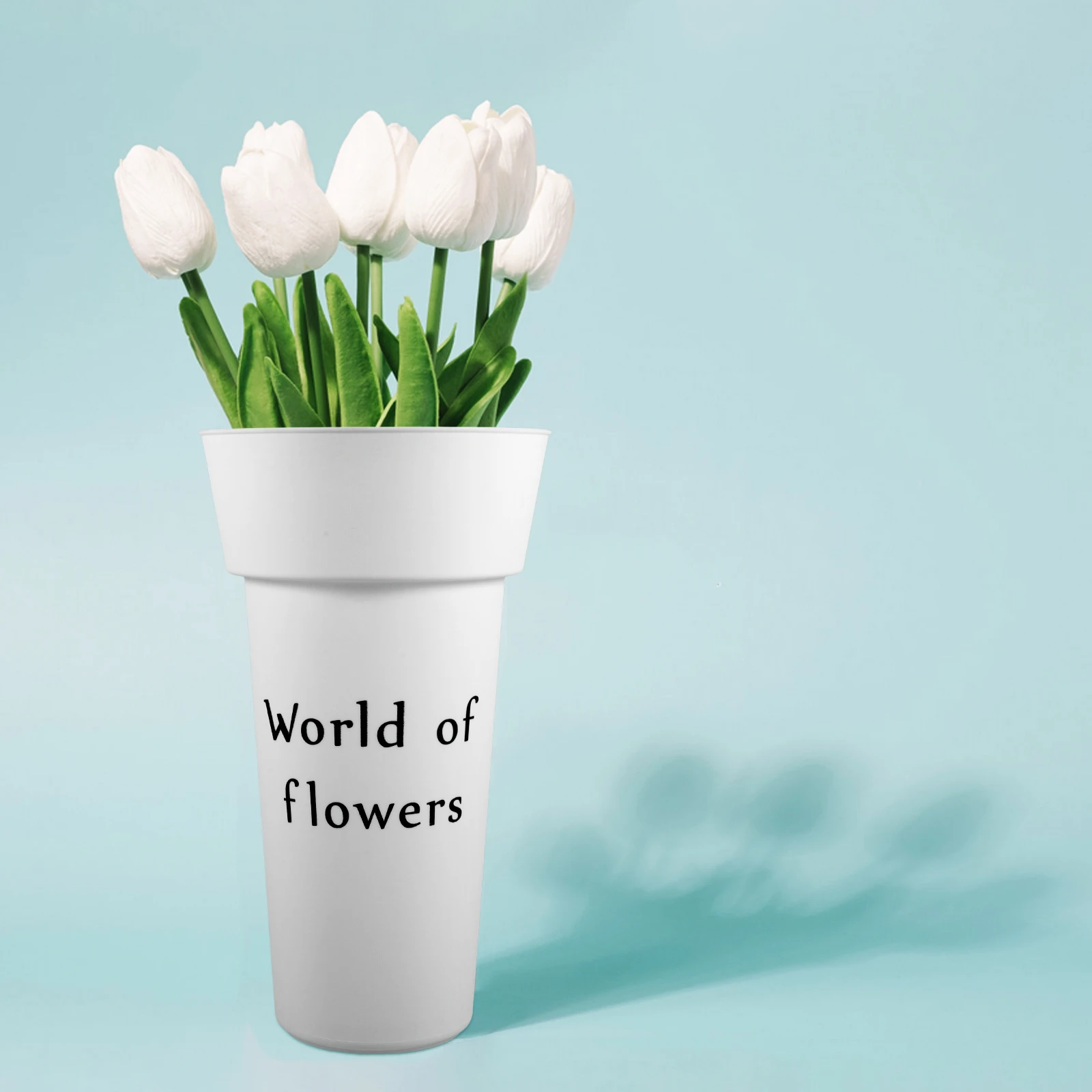 

2pcs Retro Bucket Large Plastic Vase For Home Office Balcony Decor Flower Arrangement Container Farmhouse Style Tall Flower