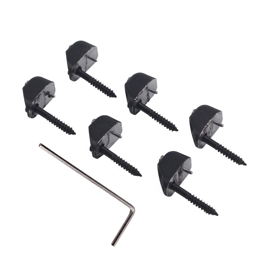 

6Pcs Headless Guitar Locking Nut for Electric Bass Sturdy Black Metal Set Includes Wrench and Screws Guitar Parts