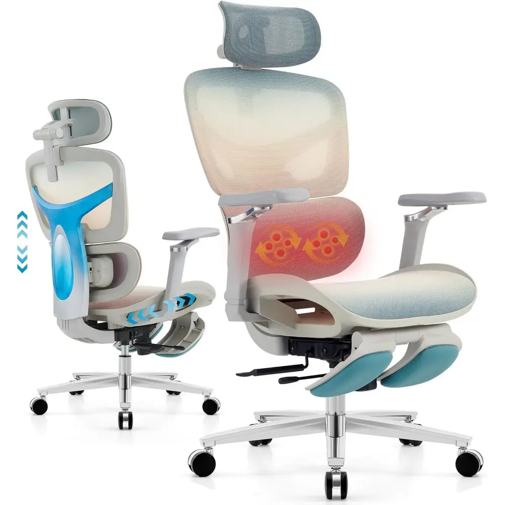 

Ergonomic Mesh Office Chair with Lumbar Massage, 4D Armrests, Recline & Footrest, Adjustable for Big and Tall, 400 lbs Capacity