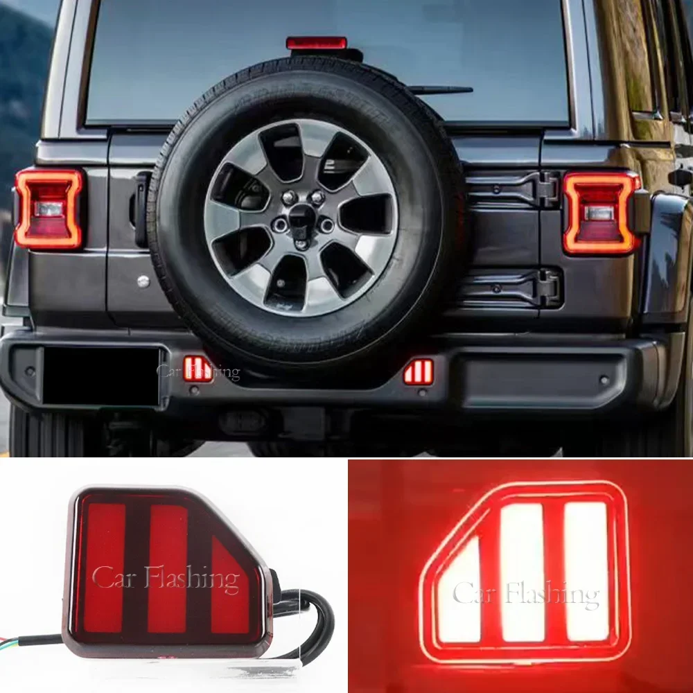 

New！ Car Rear Fog Light For Jeep Wrangler JL US version 2018 2019 2020 2021 2022 Bumper Brake Light Reflector turn Signal