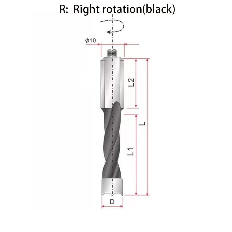 Left  Right Rotation Woodworking 57mm 70mm Drill Bits Router Bit Row Drilling Two Flute Wood Hole Cutter Router Drill Bit