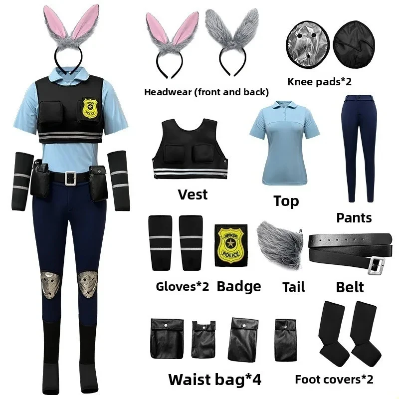 

New Halloween Cosplay Costume Animal Judy Character Dress Full Set with Ears Tail for Anime Convention Stage Performance T2026★