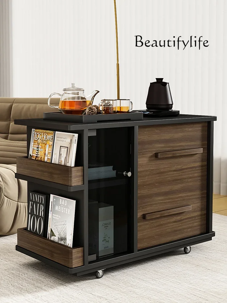 

S Italian Minimalist Portable Coffee Table Modern Light Luxury Multi-Functional Small Tea Table Nordic Style Sofa Side Cabinet