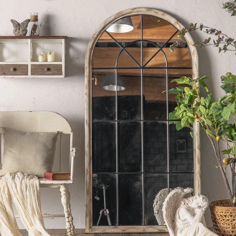 Full-length mirror wholesale bedroom living room wall-mounted solid wood entrance decorative mirror floor-to-ceiling