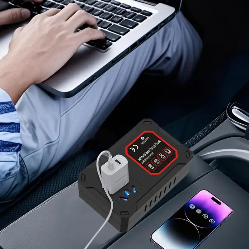Automotive Inverter Battery Inverter Converter Charging Port Intelligent Road Trip Charger Plug-in Adapter for Cell Phones