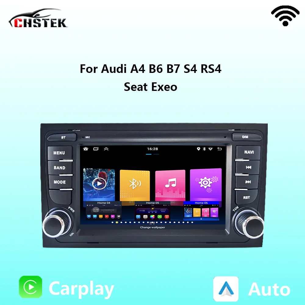 CHSTEK Car Radio Android Auto Carplay For Audi A4 B6 B7 S4 RS4 8E Seat Exeo 2002-2012 Stereo Navigation Bluetooth WIFI GPS Audio