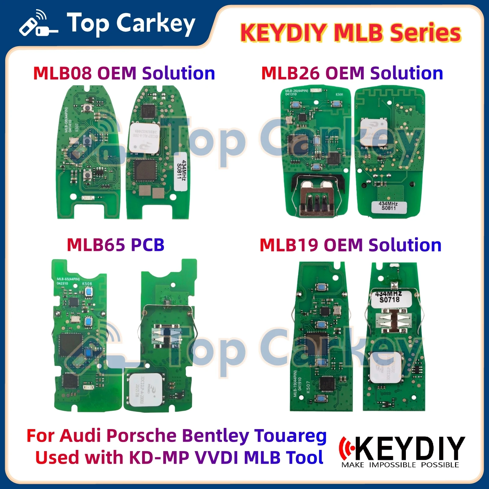 KEYDIY MLB Series MLB08 MLB19 MLB26 MLB65 OEM Solution PCB 434MHz for Audi A4 A8 Macan for Cayenne Panamera 911 Touareg