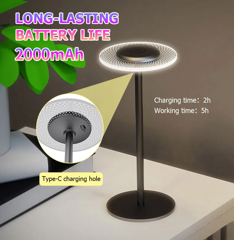 Paquete de 2 luces de mesa LED DIY blanco y negro blanco cálido multicolor