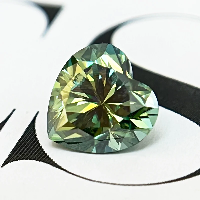 

Moissanite Stone Natural Yellow Green Color Heart Cut Lab Grown Diamond For DIY Jewelry Making Materials With GRA Certificate