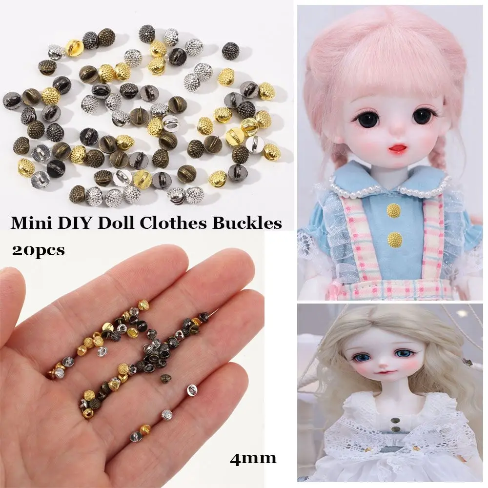 20pcs 4mm Dollhoues Miniature Pattern Decoration DIY  Clothes Metal Buckles Mini Coat Buttons Clothing Sewing Buckle