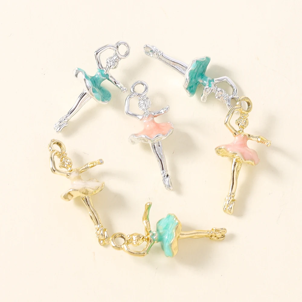 10pcs 11*27mm Lovely Elegant Dancing Girls Pendant Cute Ballet Girls Charms for Diy Drop Earrings Necklace Jewelry Making