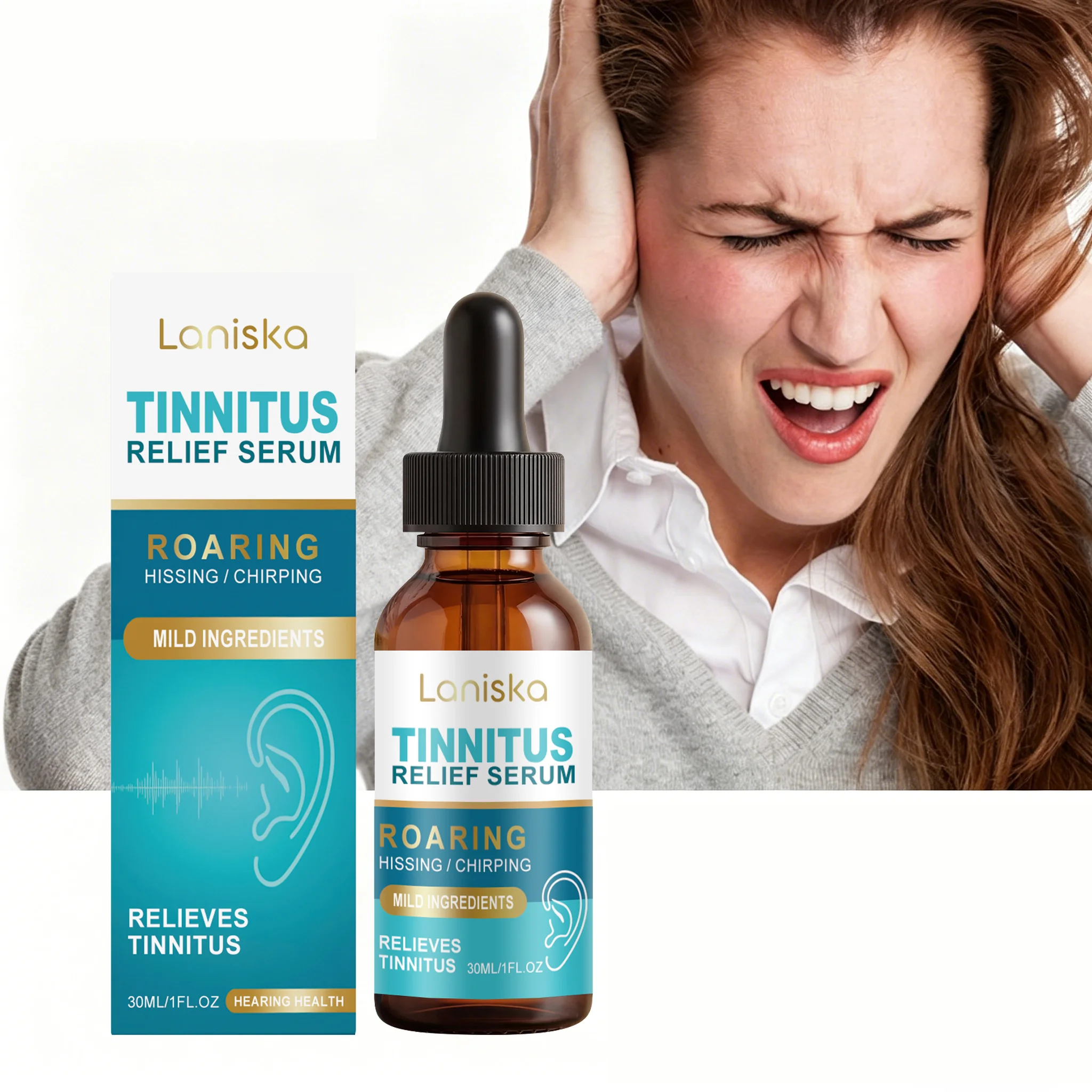 Tinnitus-Behandlung Ohrentropfen zur Linderung von Ohrgeräuschen, Schwellungen, Taubheit, Reduzierung von Hörverlust, Ohrenschmalz-Entfernung, Otitis-Pflegeflüssigkeit