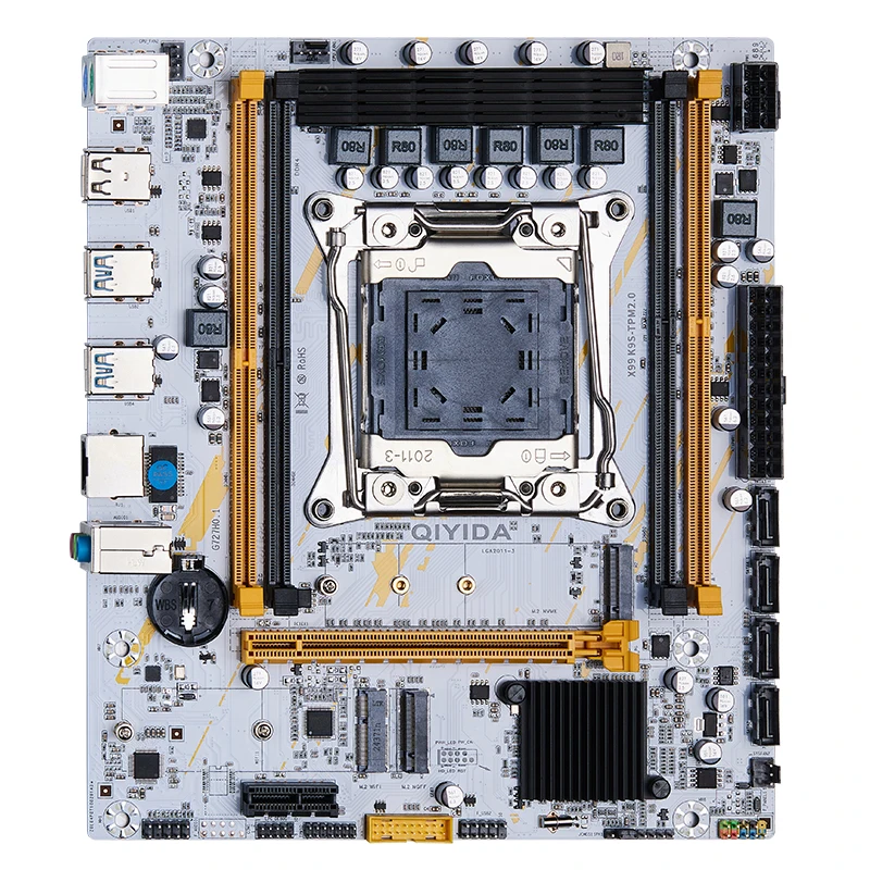 QIYIDA X99 Motherboard LGA2011-3 Slot USB3.0 NVME M.2 SSD Support DDR4 Memory and Xeon E5 V3 V4 Processor X99 K9S TPM