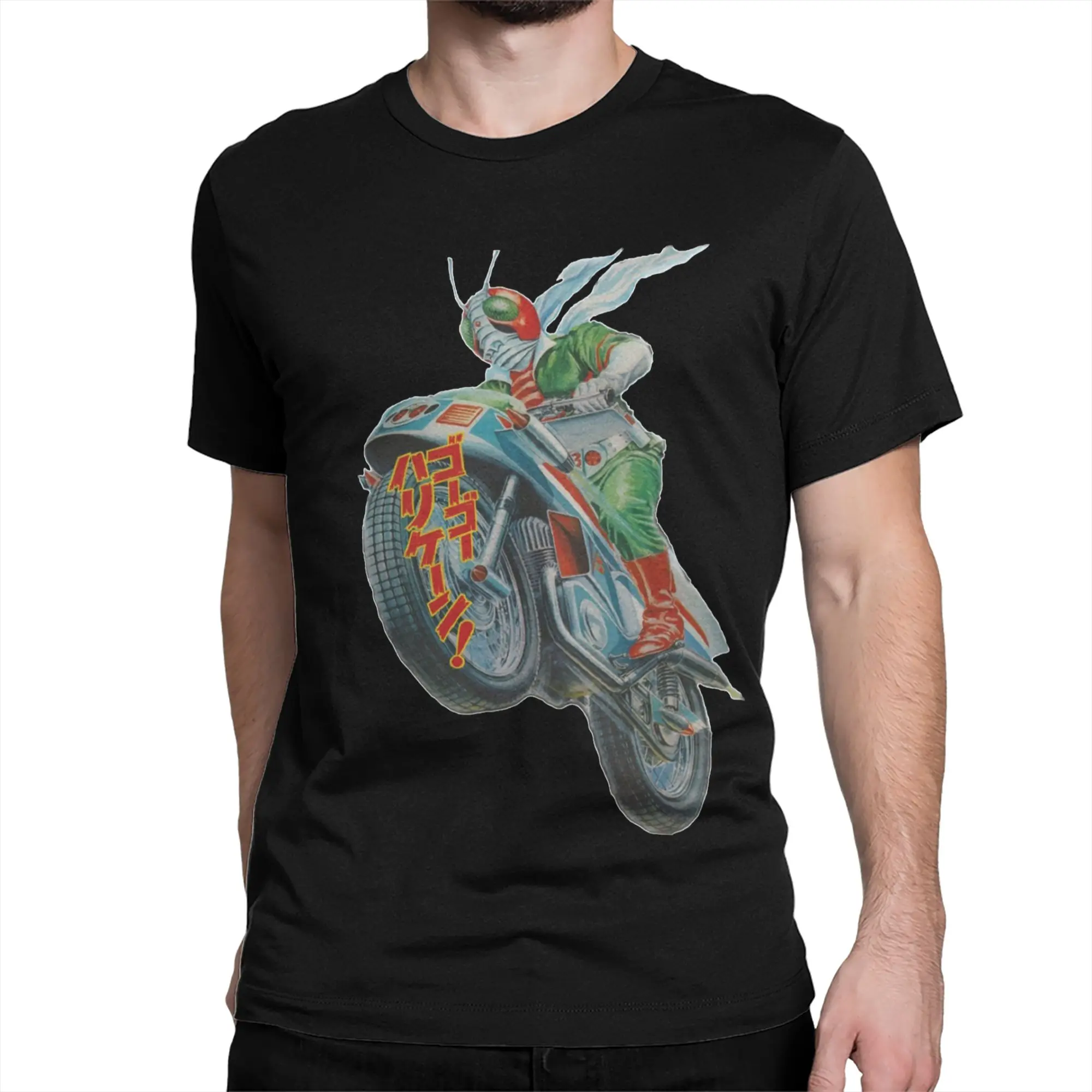 Men Women's Kamen Rider Motorcycle T Shirts Ultraman Japanese Anime Pure Cotton Tops Short Sleeve Crew Neck Tees Party T-Shirt