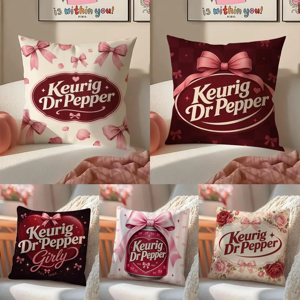 Beautiful K-Keurig Dr Pepper Cushion Cover Pattern Printed Pillowcase for Living Room Sofa Cushion Cover & Bedroom Decor