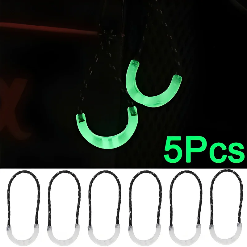 5/1Pcs Luminous Zipper Pull U Type PVC Silicone Zippers Tail Rope Zips Repair Kit Bags Clothes Jacket DIY Sewing Accessories