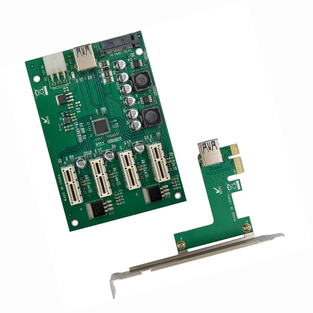 PCIe 1 to 4 PCI Express 1X Slots Riser Card Mini ITX to External 4 PCI-E Slot Adapter PCIe Port Multiplier Card ASM1184e