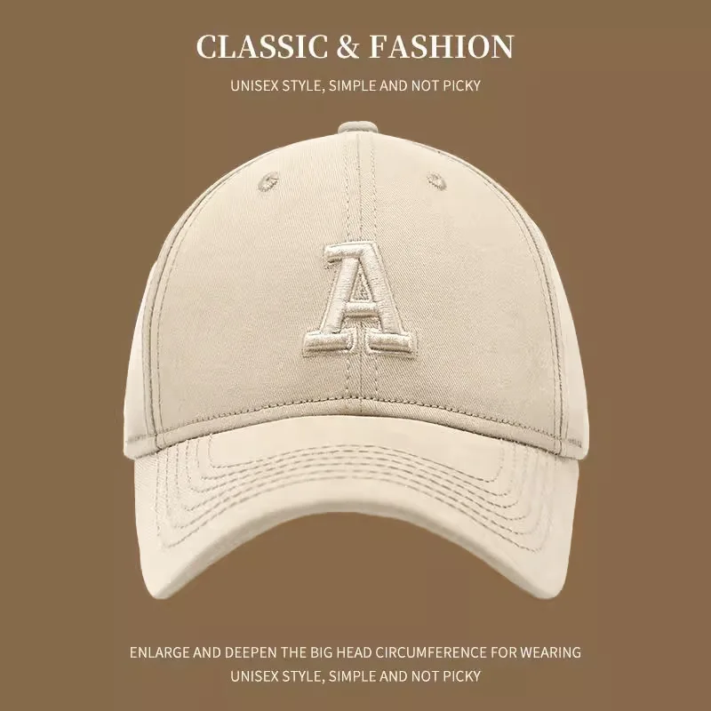 Unisex Letter A Embroidery Baseball  Caps Spring and Summer Outdoor Adjustable Casual Hats Sunscreen Hat