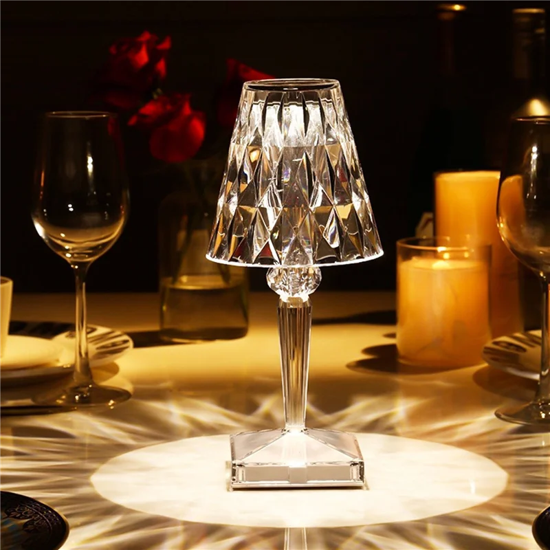 A71Z 2X 16Colors Diamond Table Lamp Crystal LED Bar Table Lamp Rechargeable Touch Sensor Dimming Bedside Lamps
