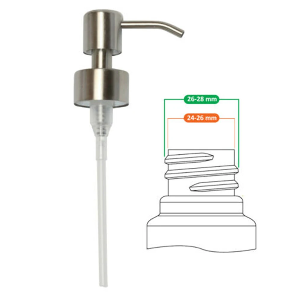 

Pressure Nozzle Pump Head Home Bathroom Efficient Hand Pump Kitchen Replacement Soap Dispenser Stainless Steel