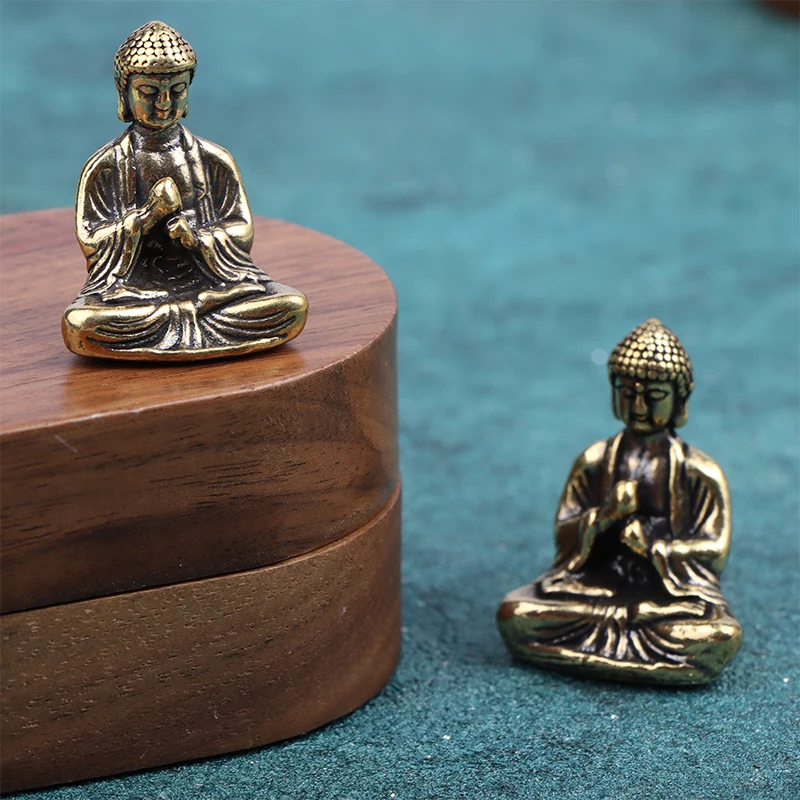 1PC New Year's Day Crafts Mini Size Thai Style Tathagata Buddha Bronze Statue Home DIY Decoration Small Ornaments