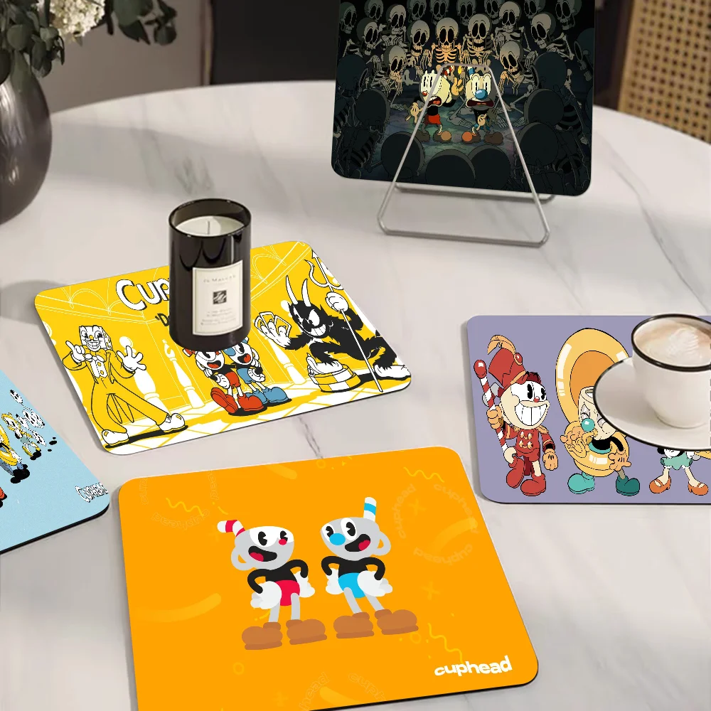 Cuphead Cartoon Printed Absorbent Drain Mat Countertop Dry Mats Printed Coffee Machine Draining Pad Kitchen Table Placemats