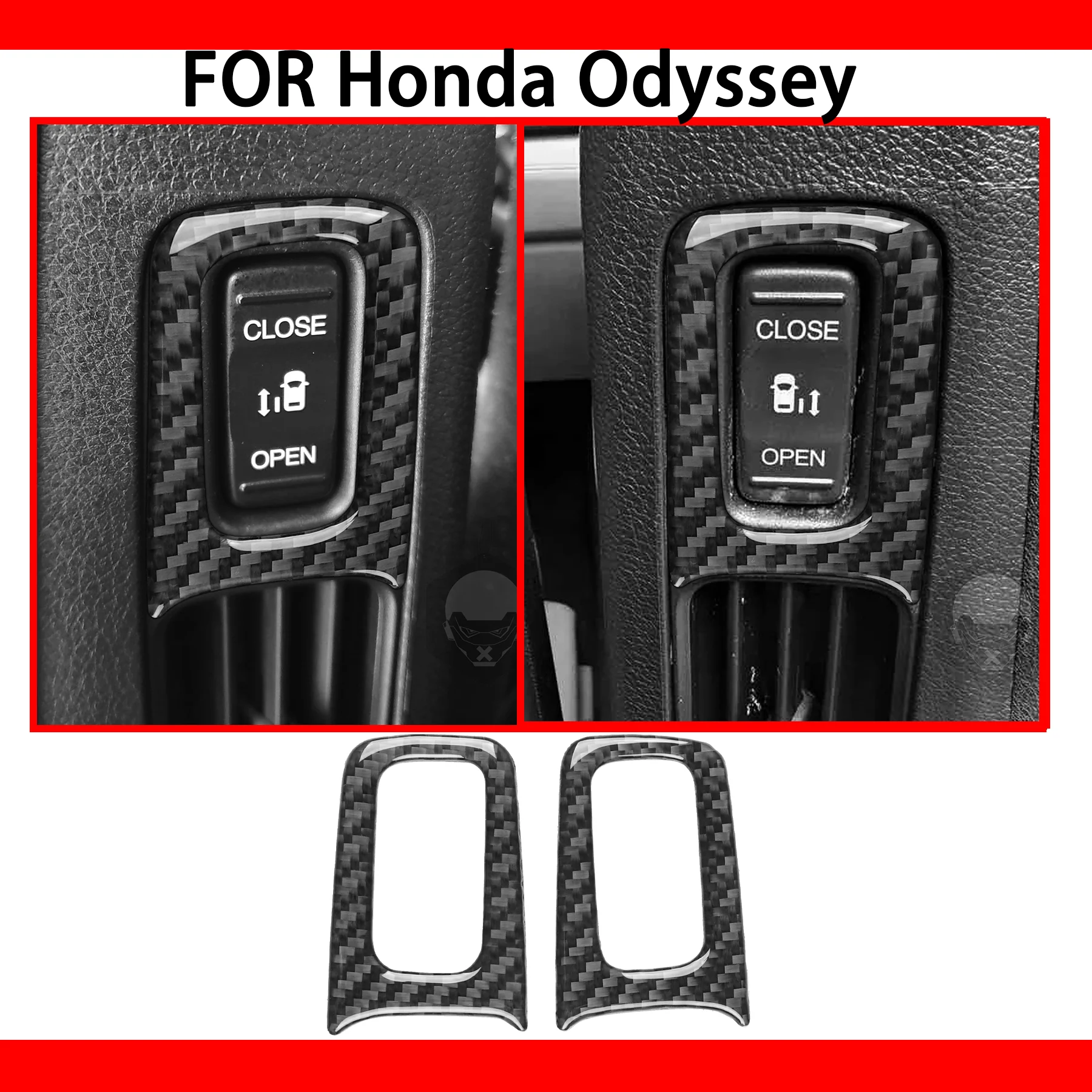 FOR Honda Odyssey 2018-2025 Carbon Fiber Car Power Tailgate Open Close Switch Button Frame Auto Interior Accessories Stickers