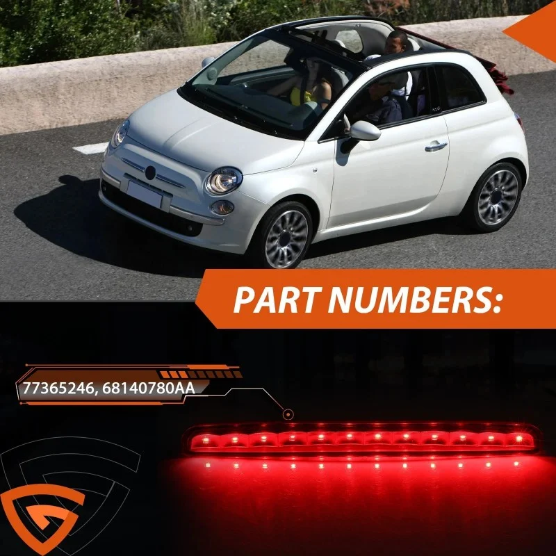 

12V DC Красный дополнительный стоп-сигнал 77365246 68140780AA для Fiat 500 Convertible (2009-2018) Задний фонарь, аксессуары
