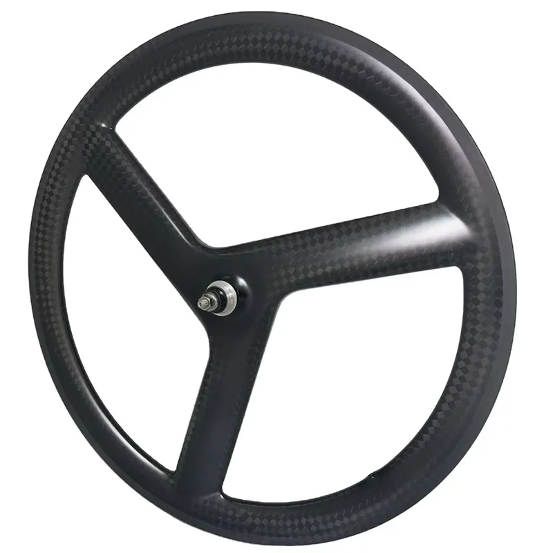 Full Carbon 700c Tri Spoke Road Bike Clincher Tubular Wheelset Carbon Fibre Track TT 20mm Width 50mm 3 Spokes T700 High
