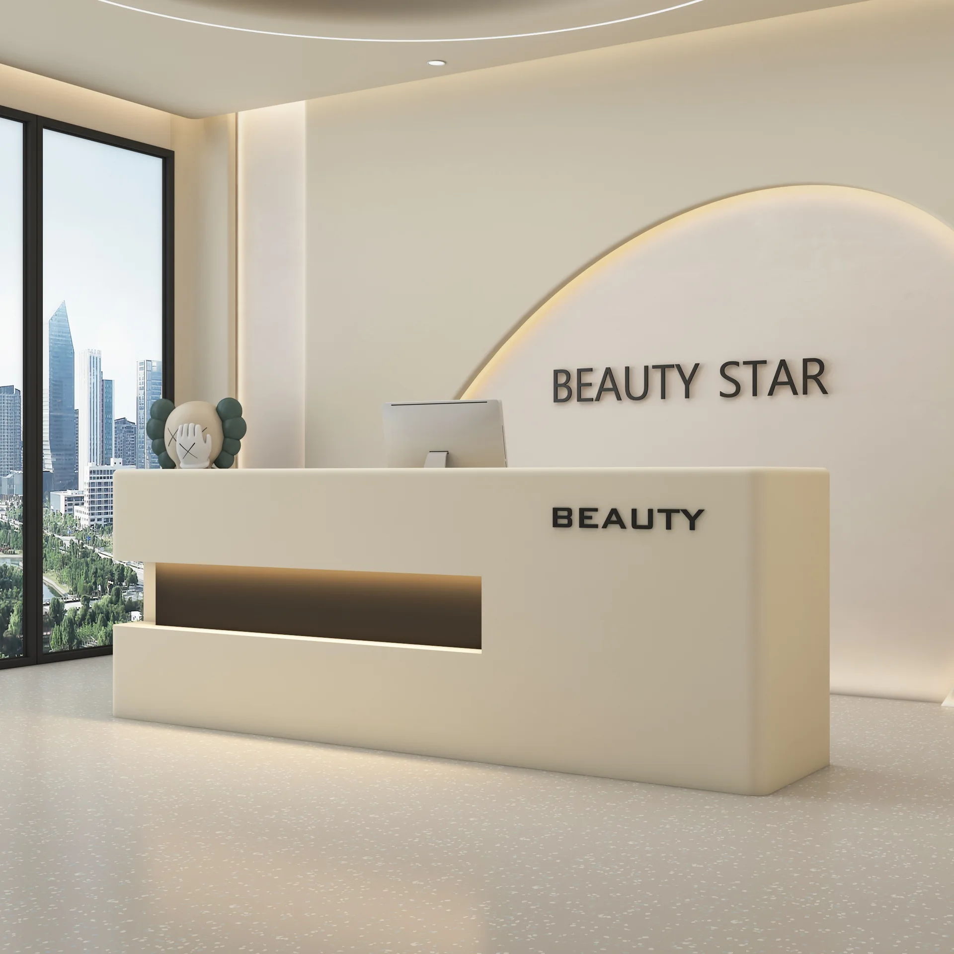 Beauty salon clothing store checkout page training institution kindergarten simple light luxury anti-collision arc front desk